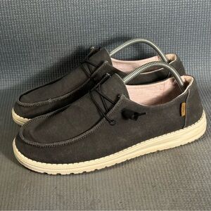 Hey Dude Women’s Wendy Chambray Off Black Slip On Comfort Shoes Size 11